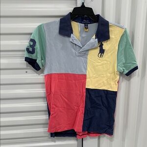 Polo by Ralph Lauren Blue and Yellow Color-Block Polo Shirt *